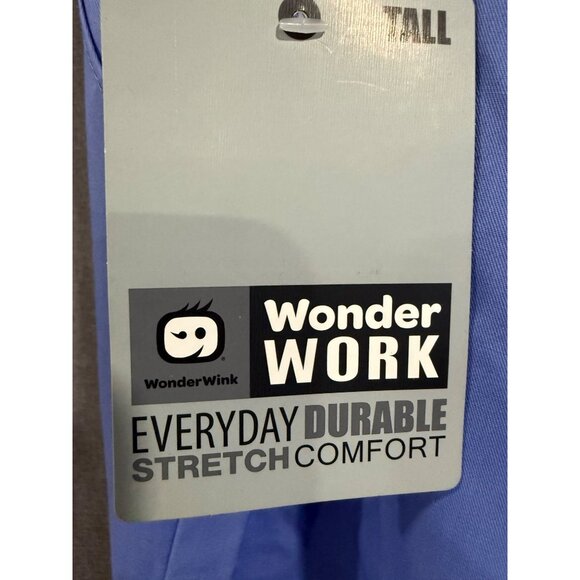 WonderWink Work Mens 2X-Tall Ceil Blue Scrub Pants With Drawstring & Stretch - Picture 4 of 7
